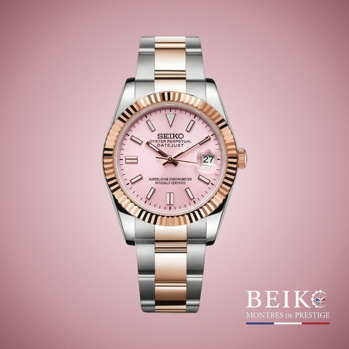 seiko mod datejust bicolore or rose hommage beiko france