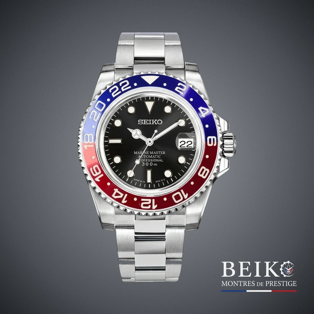 seiko mod boitier plongee lunette bicolore hommage beiko france