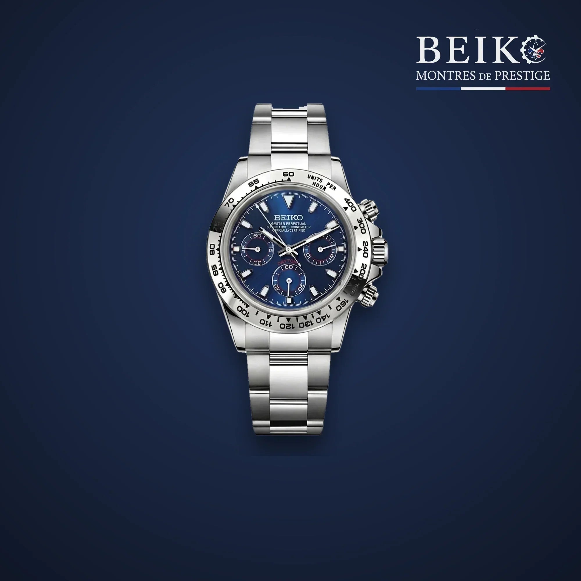 Seiko Mod Chronographe - boîtier acier, cadran bleu