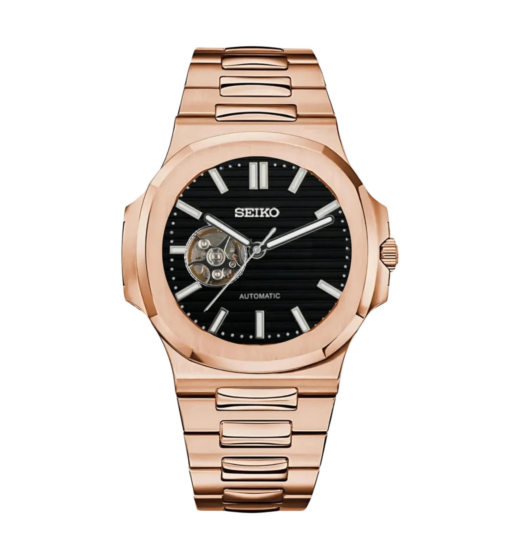 Hommage Nautilus Open Heart Or Rose — Montre Seiko Automatique | BEIKO