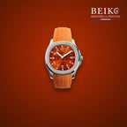 Seiko Mod cadran orange bracelet caoutchouc - montre automatique de prestige pour homme