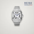 Seiko Mod carree acier cadran blanc a chiffres romains - montre automatique de prestige pour homme