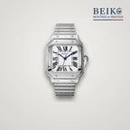 Seiko Mod carree acier cadran blanc a chiffres romains - montre automatique de prestige pour homme