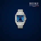 Seiko Mod carree acier cadran bleu a chiffres romains - montre automatique de prestige pour homme
