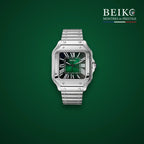 Seiko Mod carree acier cadran noir a chiffres romains - montre automatique de prestige pour homme