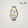 Seiko Mod carree acier et or cadran blanc a chiffres romains - montre automatique de prestige pour homme