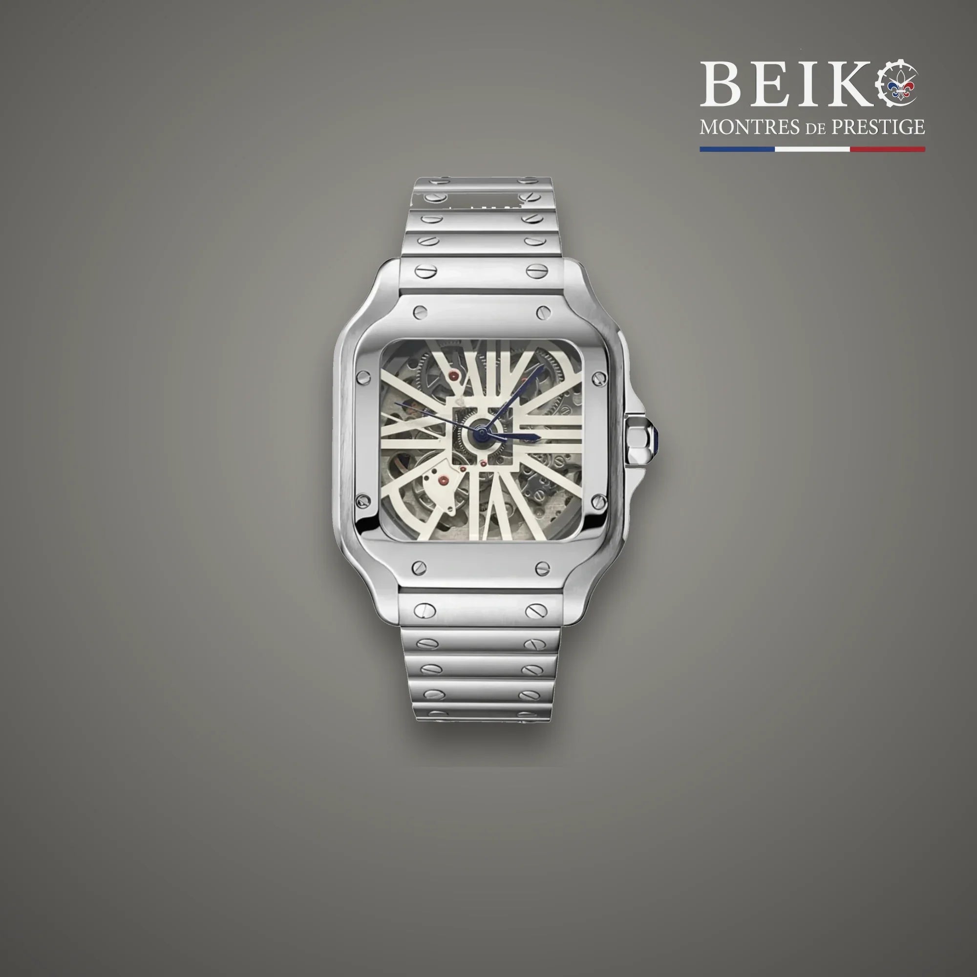 Seiko Mod carree acier squelette - montre automatique de prestige pour homme