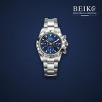Seiko Mod chronographe acier cadran bleu - montre automatique de prestige pour homme