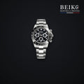Seiko Mod chronographe acier cadran noir - montre automatique de prestige pour homme