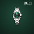 Seiko Mod chronographe acier cadran vert - montre automatique de prestige pour homme