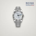 Seiko Mod classique acier cadran blanc calendrier - montre automatique de prestige pour homme