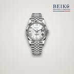 Seiko Mod classique acier cadran blanc romain a lunette cannelee - montre automatique de prestige pour homme