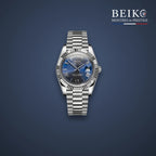 Seiko Mod classique acier cadran bleu romain calendrier - montre automatique de prestige pour homme