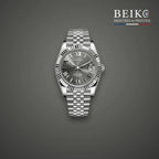 Seiko Mod classique acier cadran gris romain a lunette cannelee - montre automatique de prestige pour homme