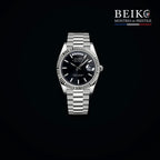 Seiko Mod classique acier cadran noir calendrier - montre automatique de prestige pour homme