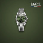 Seiko Mod classique acier cadran vert calendrier - montre automatique de prestige pour homme