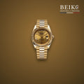Seiko Mod classique doree cadran champagne - montre automatique de prestige pour homme