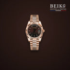 Seiko Mod classique or rose cadran chocolat calendrier - montre automatique de prestige pour homme