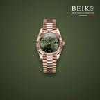Seiko Mod classique or rose cadran vert calendrier - montre automatique de prestige pour homme