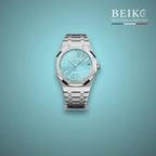 Seiko Mod octogonale acier cadran bleu glacier - montre automatique de prestige pour homme