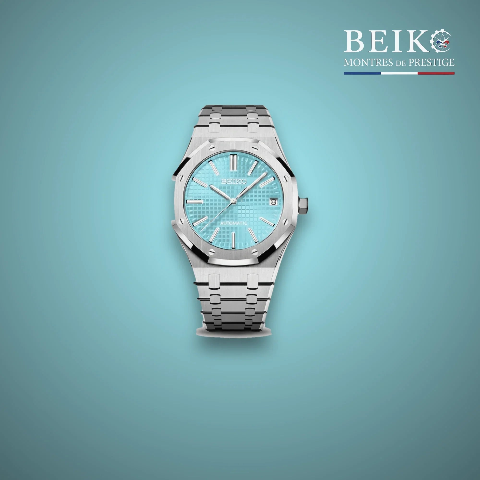 Seiko Mod octogonale acier cadran bleu glacier - montre automatique de prestige pour homme