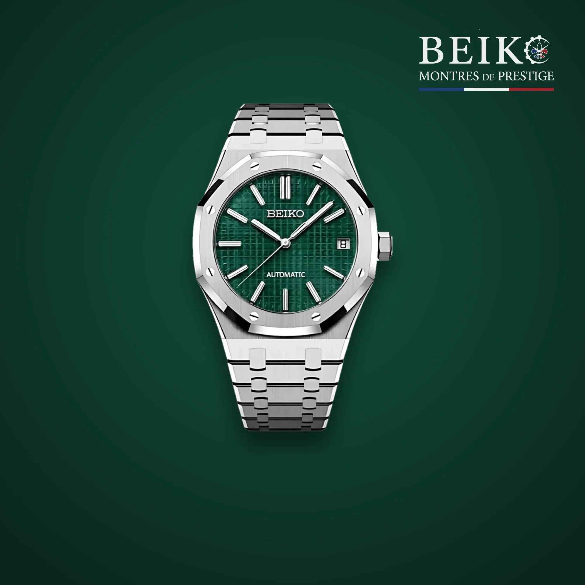 Seiko Mod octogonale acier cadran vert - montre automatique de prestige pour homme