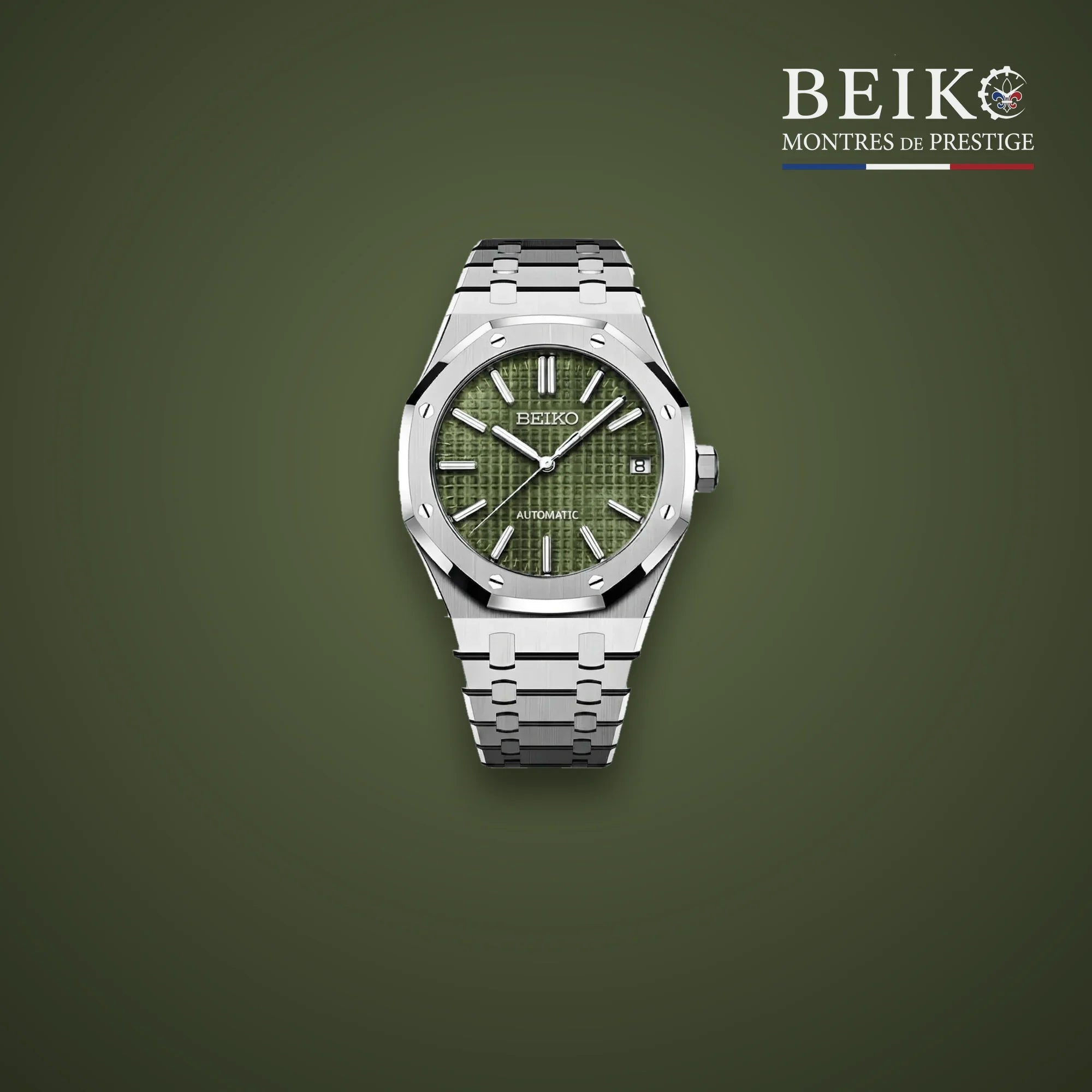 Seiko Mod octogonale acier cadran vert luxe - montre automatique de prestige pour homme