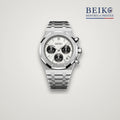 Seiko Mod octogonale acier chronographe cadran blanc - montre automatique de prestige pour homme