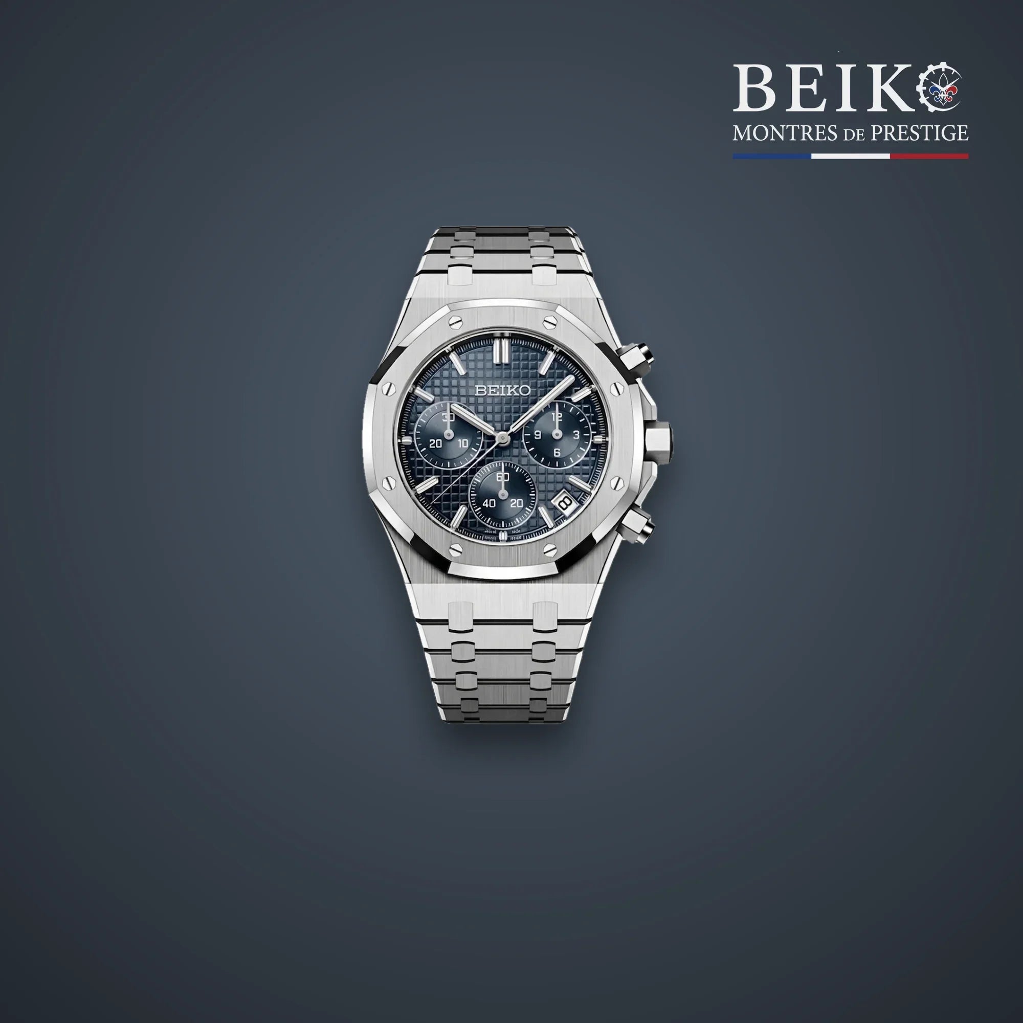 Seiko Mod octogonale acier chronographe cadran gris - montre automatique de prestige pour homme