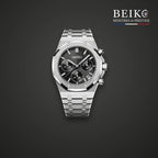 Seiko Mod octogonale acier chronographe cadran noir - montre automatique de prestige pour homme