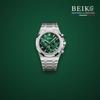 Seiko Mod octogonale acier chronographe cadran vert - montre automatique de prestige pour homme
