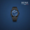 Seiko Mod octogonale noire cadran bleu - montre automatique de prestige pour homme
