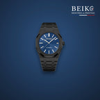 Seiko Mod octogonale noire cadran bleu - montre automatique de prestige pour homme