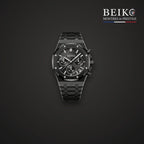 Seiko Mod octogonale noire chronographe squelette - montre automatique de prestige pour homme
