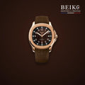 Seiko Mod or rose cadran noir bracelet caoutchouc - montre automatique de prestige pour homme