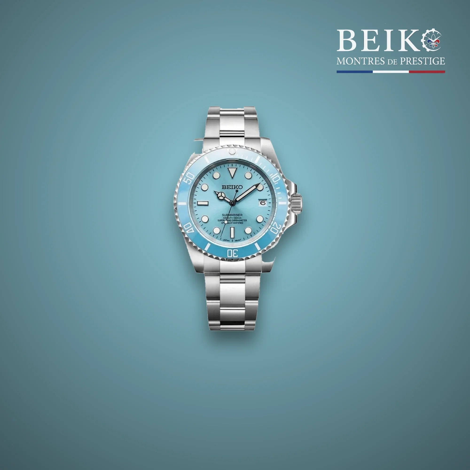 Seiko Mod plongee acier cadran bleu glacier - montre automatique de prestige pour homme