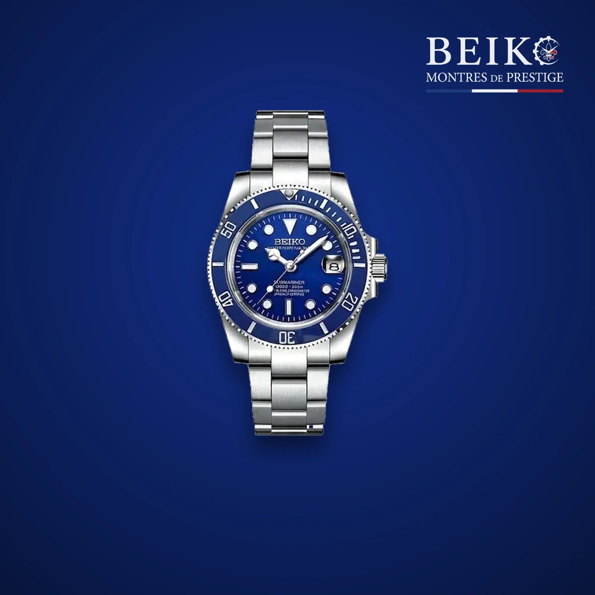 Seiko Mod plongee acier cadran bleu lunette bleue - montre automatique de prestige pour homme
