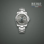 Seiko Mod plongee acier cadran gris a lunette tournante - montre automatique de prestige pour homme