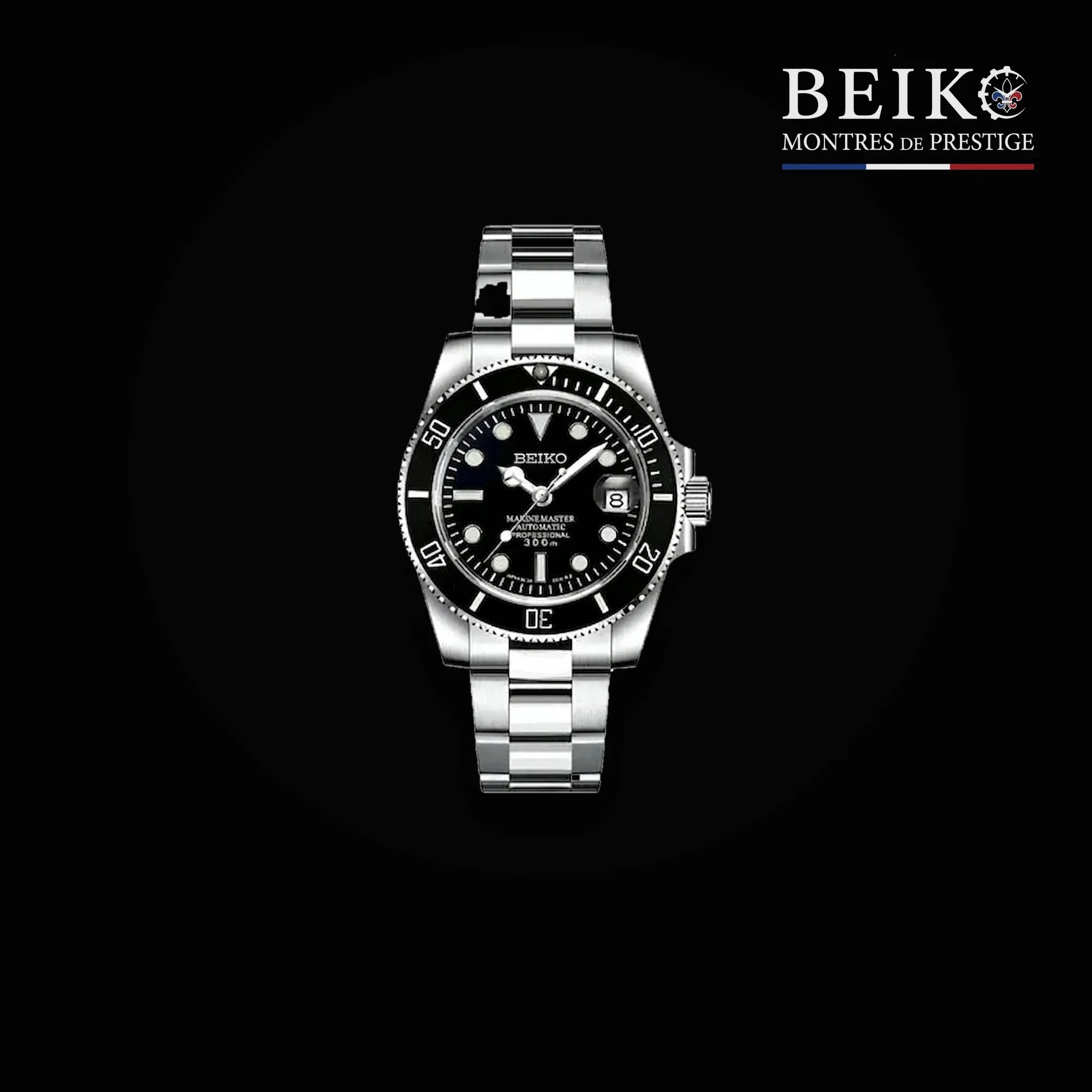 Seiko Mod plongee acier cadran noir - montre automatique de prestige pour homme