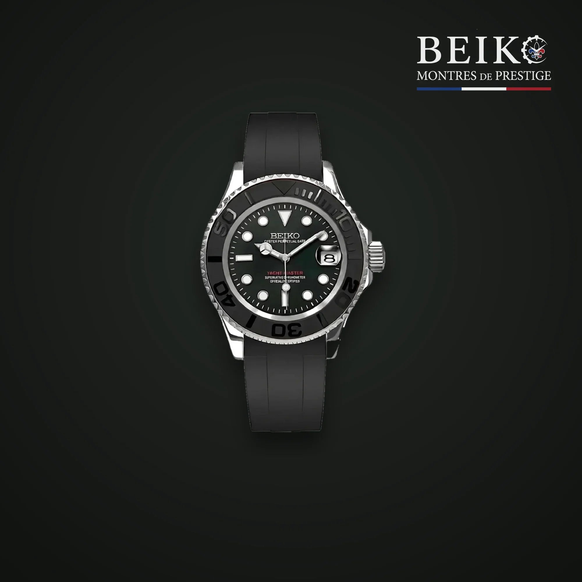 Seiko Mod plongee acier cadran noir bracelet caoutchouc - montre automatique de prestige pour homme
