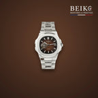 Seiko Mod sport acier bracelet integre cadran marron coeur ouvert - montre automatique de prestige pour homme
