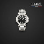 Seiko Mod sport acier bracelet integre cadran noir fonce - montre automatique de prestige pour homme