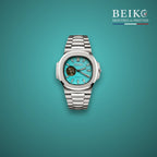 Seiko Mod sport acier bracelet integre cadran turquoise coeur ouvert - montre automatique de prestige pour homme
