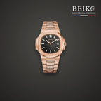 Seiko Mod sport or rose bracelet integre cadran noir - montre automatique de prestige pour homme