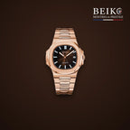 Seiko Mod sport or rose bracelet integre cadran noir elegant - montre automatique de prestige pour homme