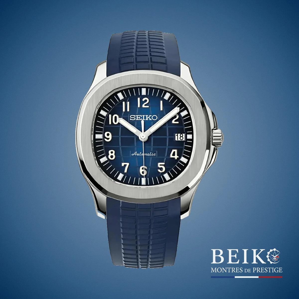 Seiko Mod Aquanaut, boîtier acier bleu nuit — montre automatique japonais NH35, verre saphir, boîtier acier, Beiko