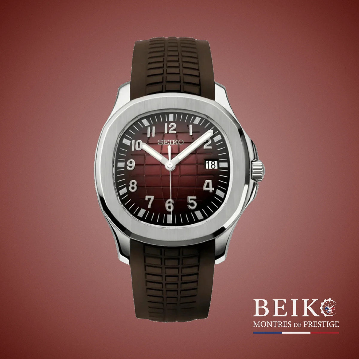 Seiko Mod Aquanaut, boîtier acier chocolat — montre automatique japonais NH35, verre saphir, boîtier acier, Beiko