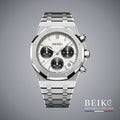 Seiko Mod chronographe cadran panda compteurs noirs blanc panda — montre automatique NH35, verre saphir, boîtier acier, Beiko