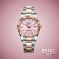 Seiko Mod Datejust, boîtier bicolore rose — montre automatique NH35, verre saphir, boîtier acier, Beiko