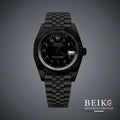 Seiko Mod Datejust, boîtier noir chiffres arabes noir — montre automatique NH35, verre saphir, boîtier acier, Beiko